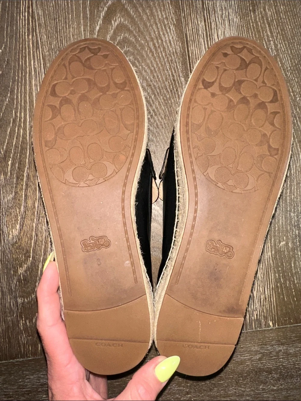 Coach Camilla Black Leather Espadrille Platform Loafers Women’s Size 8